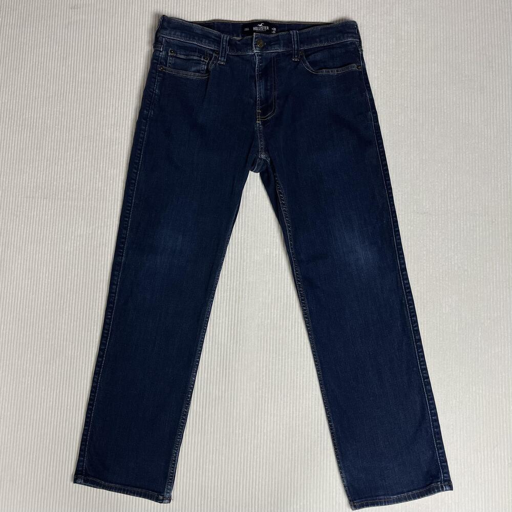 Hollister Jeans Mens 32x30 Blue Dark Wash Classic Straight Leg Denim Stretch